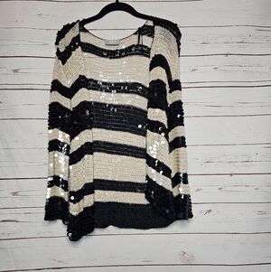 Wallis Black and Cream Sequin Crochet Cardigan